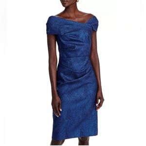 TERI JON Sapphire One Shoulder Cocktail Dress Metallic Size 12
